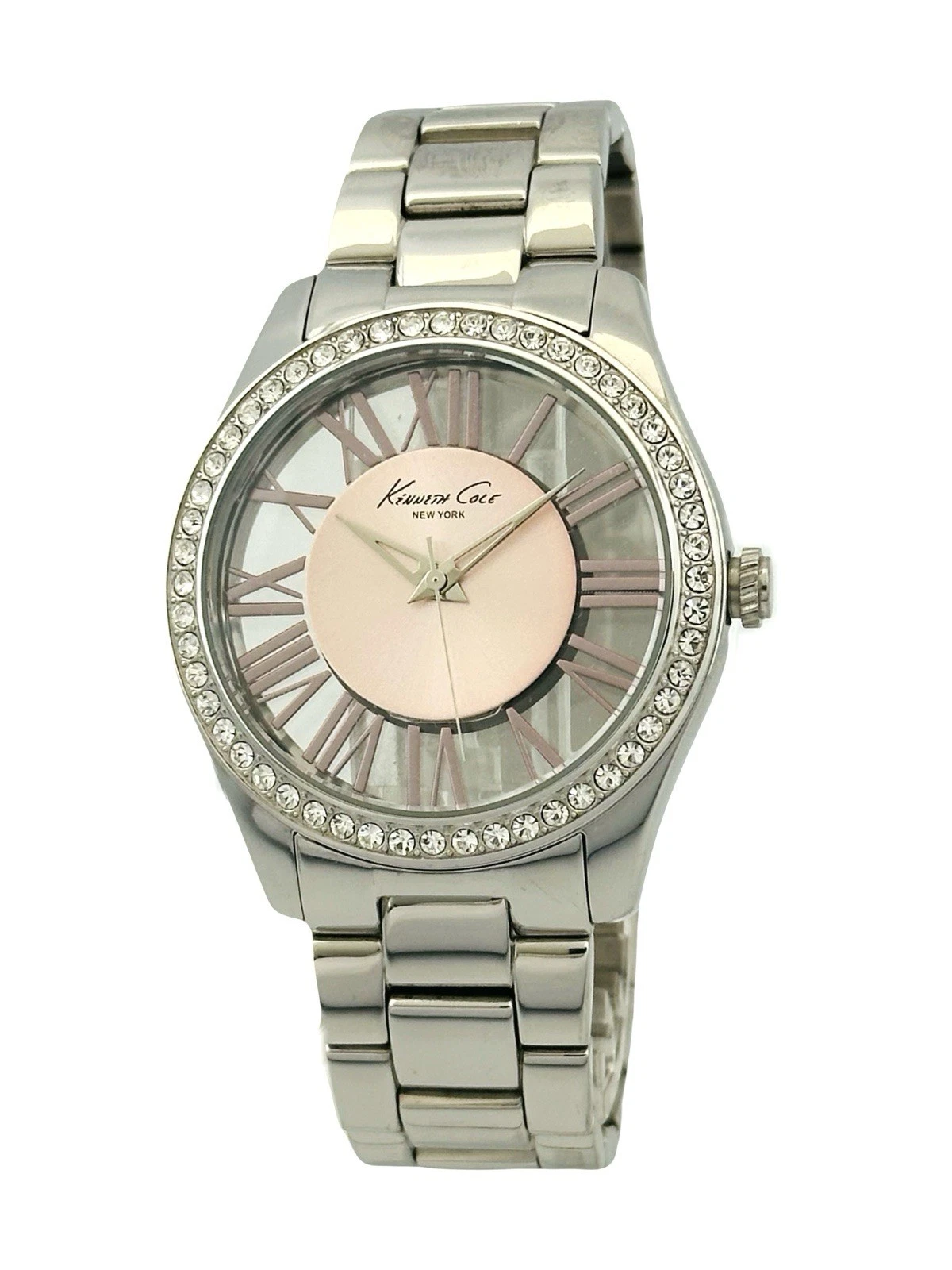 Pink Dial Transparency Ladies Stainless Steel Watch
