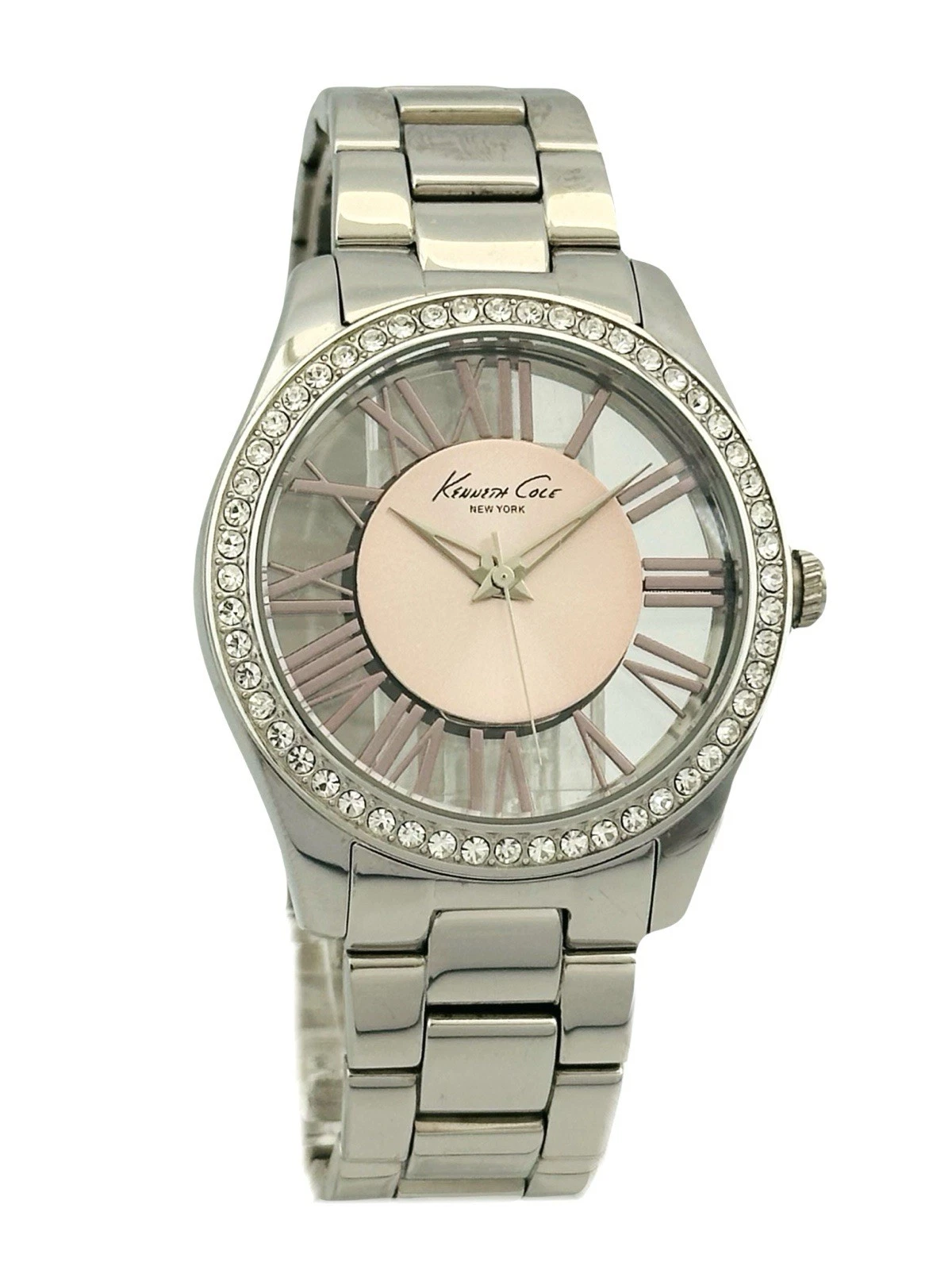 Pink Dial Transparency Ladies Stainless Steel Watch