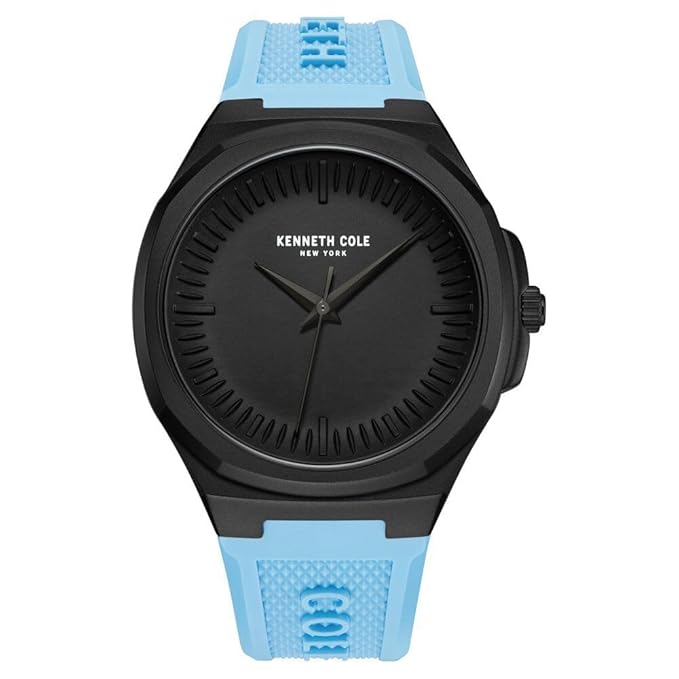 Kenneth Cole Quartz Analog Black Dial Blue Silicone Strap Watch for Men