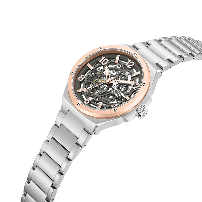 Kenneth Cole Automatic Grey Dial Silver Stainless Steel Strap Watch for Men