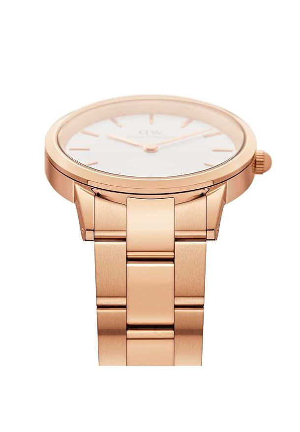 Daniel Wellington Stainless Steel Analog White Dial Unisex's Watch, Band Color-Rose Gold