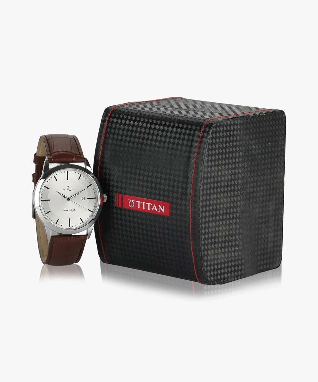 Titan ClaStainless Steelic with Date Silver Dial Brown LeatherStrap Analog Watch  - For Men