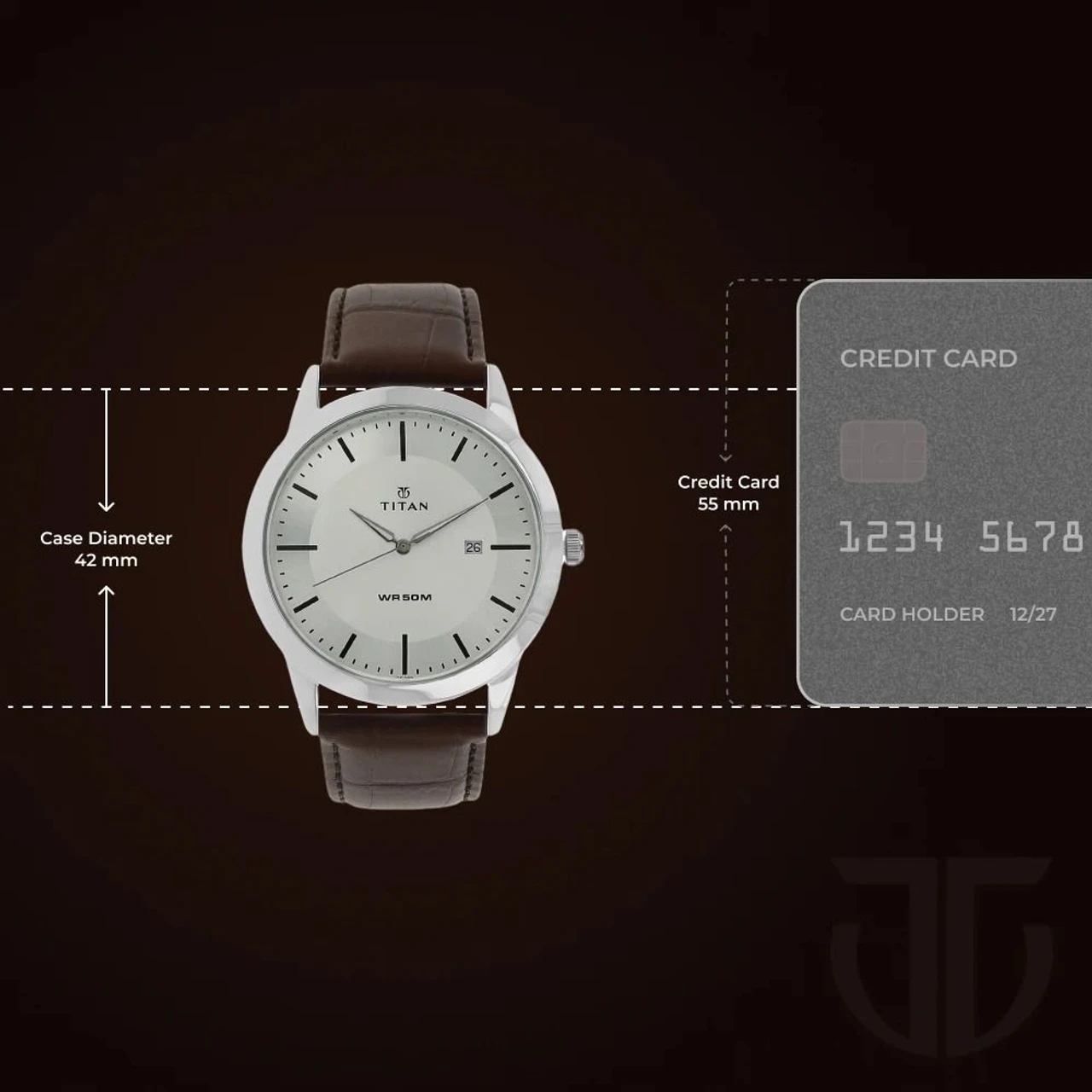 Titan ClaStainless Steelic with Date Silver Dial Brown LeatherStrap Analog Watch  - For Men