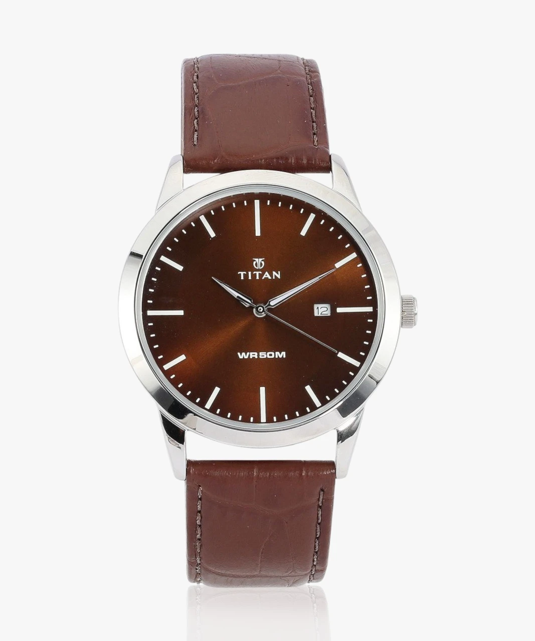 Titan Eco with Date Brown Dial Brown LeatherStrap Analog Watch  - For Men