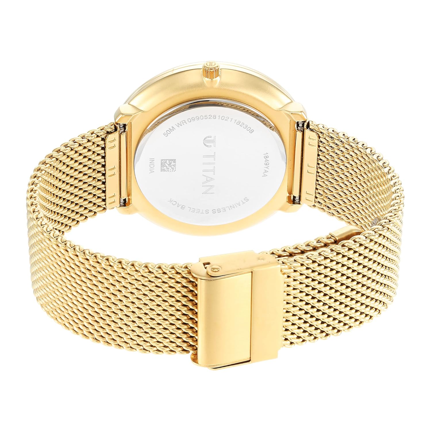Titan Black & Gold Quartz Analog with Date White Dial Gold Stainless Steel Strap Watch for Men