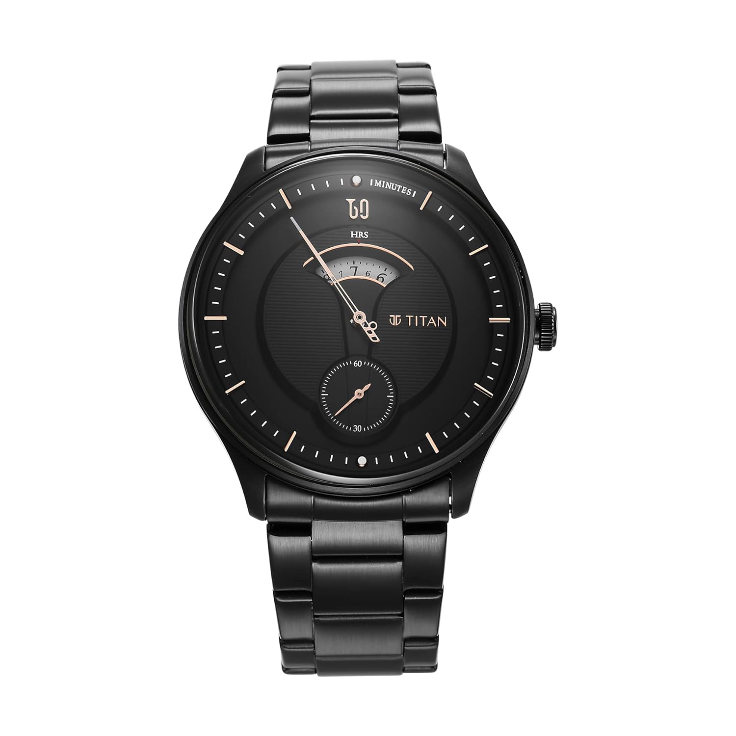 Titan Quartet Quartz Analog Black Dial Black Stainless Steel Strap Watch for Men