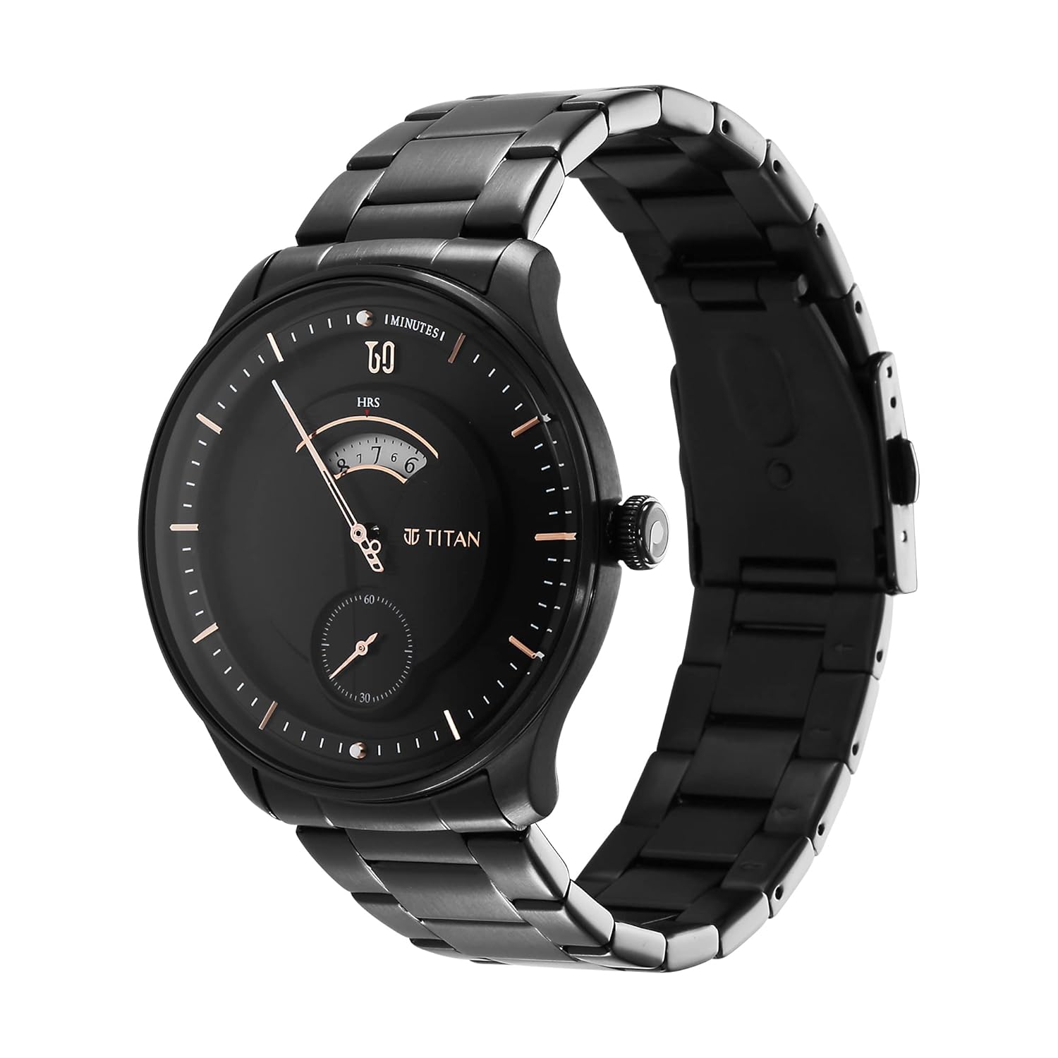 Titan Quartet Quartz Analog Black Dial Black Stainless Steel Strap Watch for Men