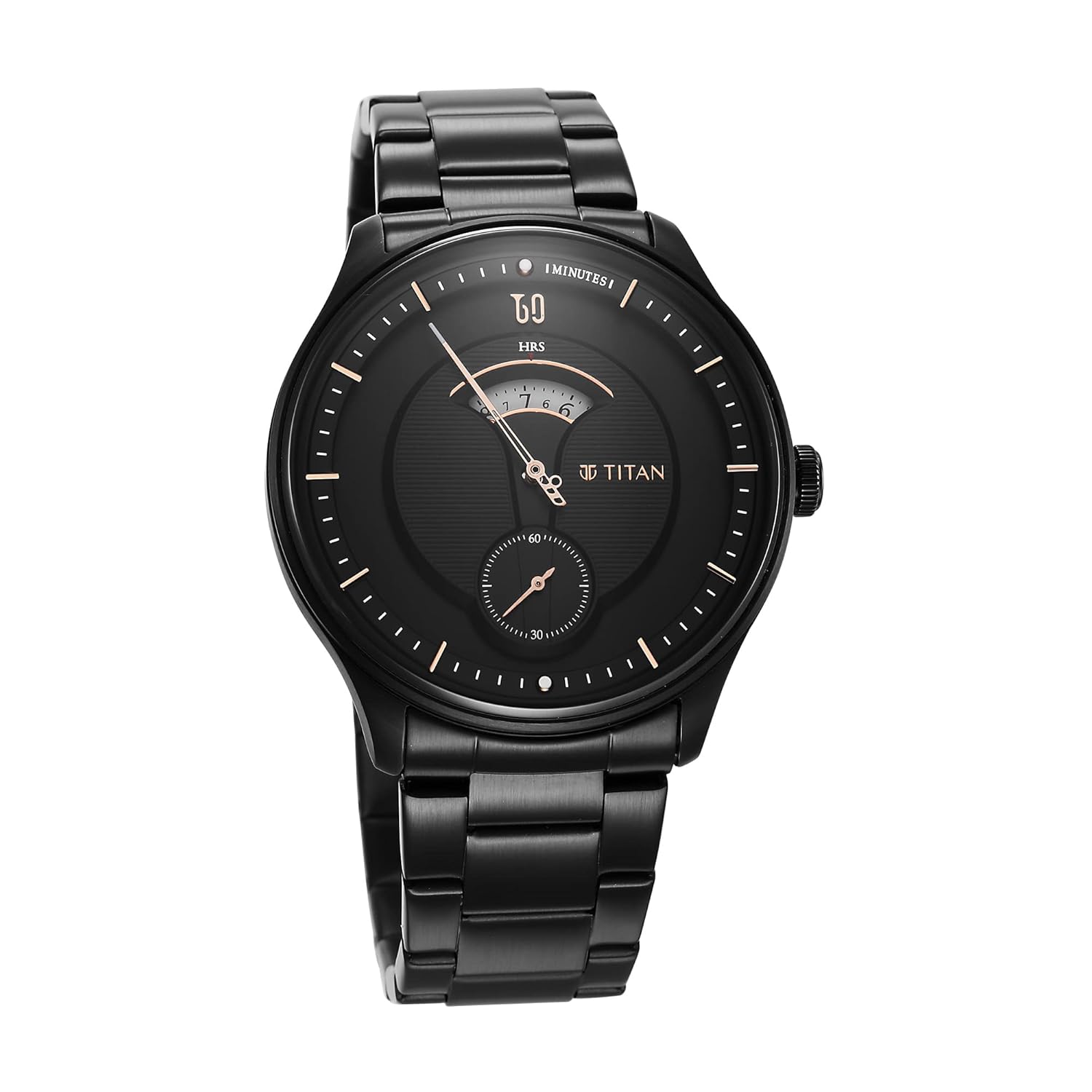 Titan Quartet Quartz Analog Black Dial Black Stainless Steel Strap Watch for Men