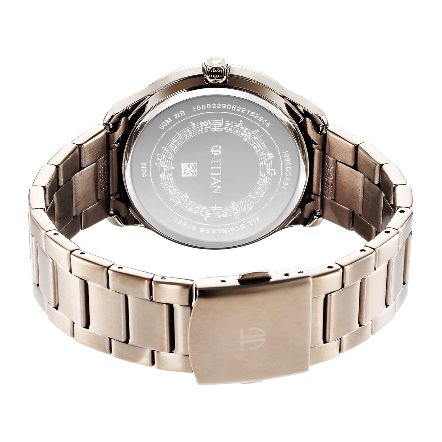 Titan Quartet Quartz Analog Grey Dial Brown Stainless Steel Strap Watch for Men