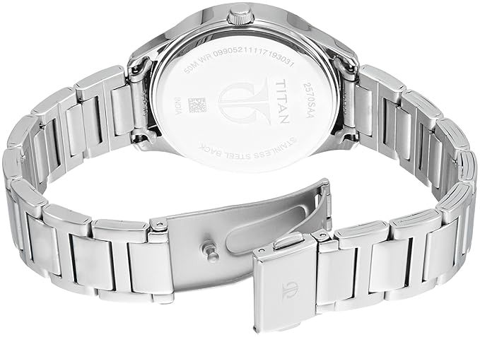 Titan Workwear White Dial Women Watch with Stainless Steel Strap