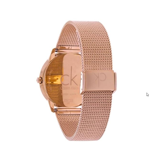 Calvin Klein Analogue Men & Women's Watch (Black Dial Gold Colored Strap)