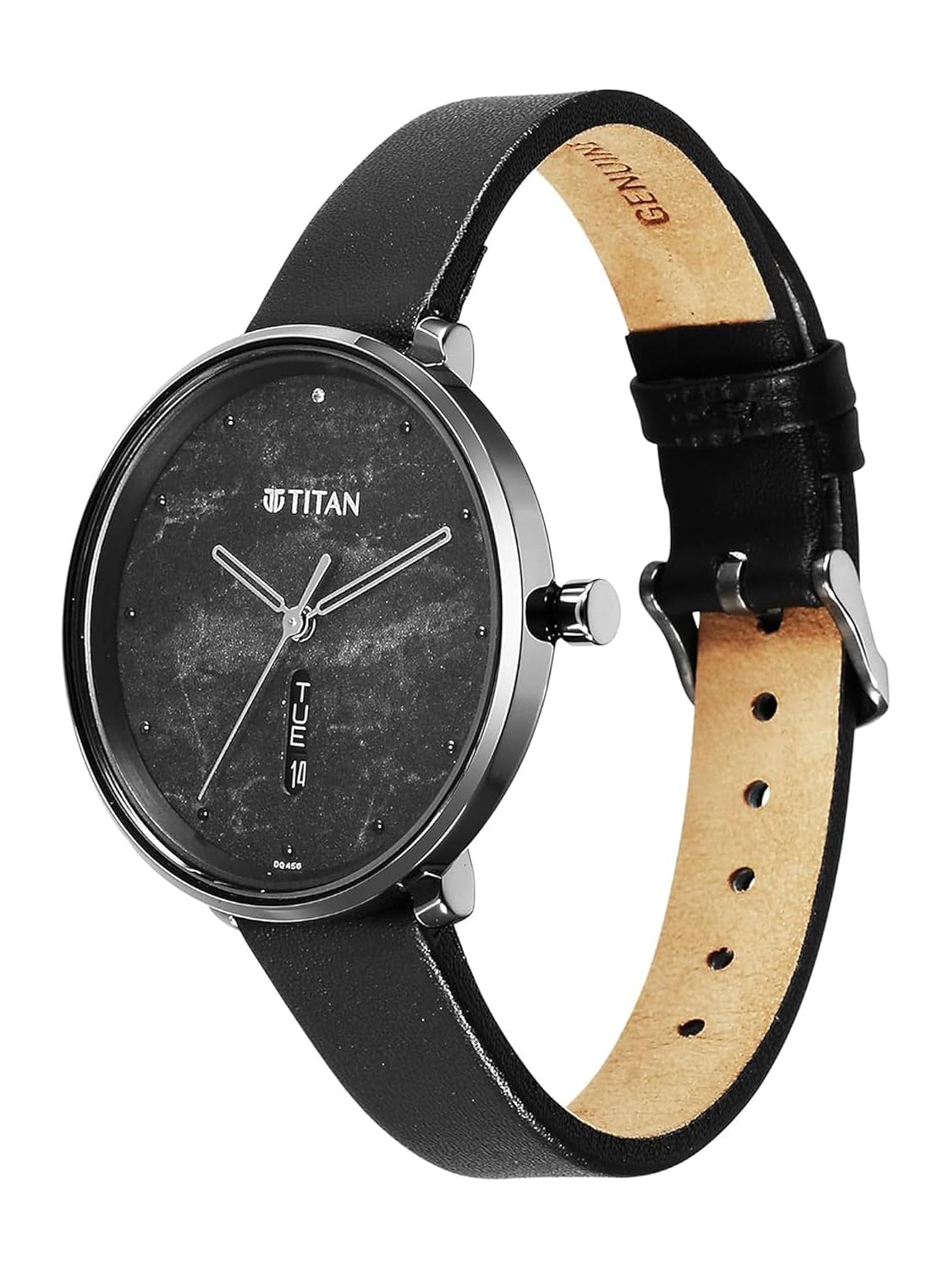 Titan Neo Quartz Analog with Day and Date Black Dial Leather Strap Watch For Women