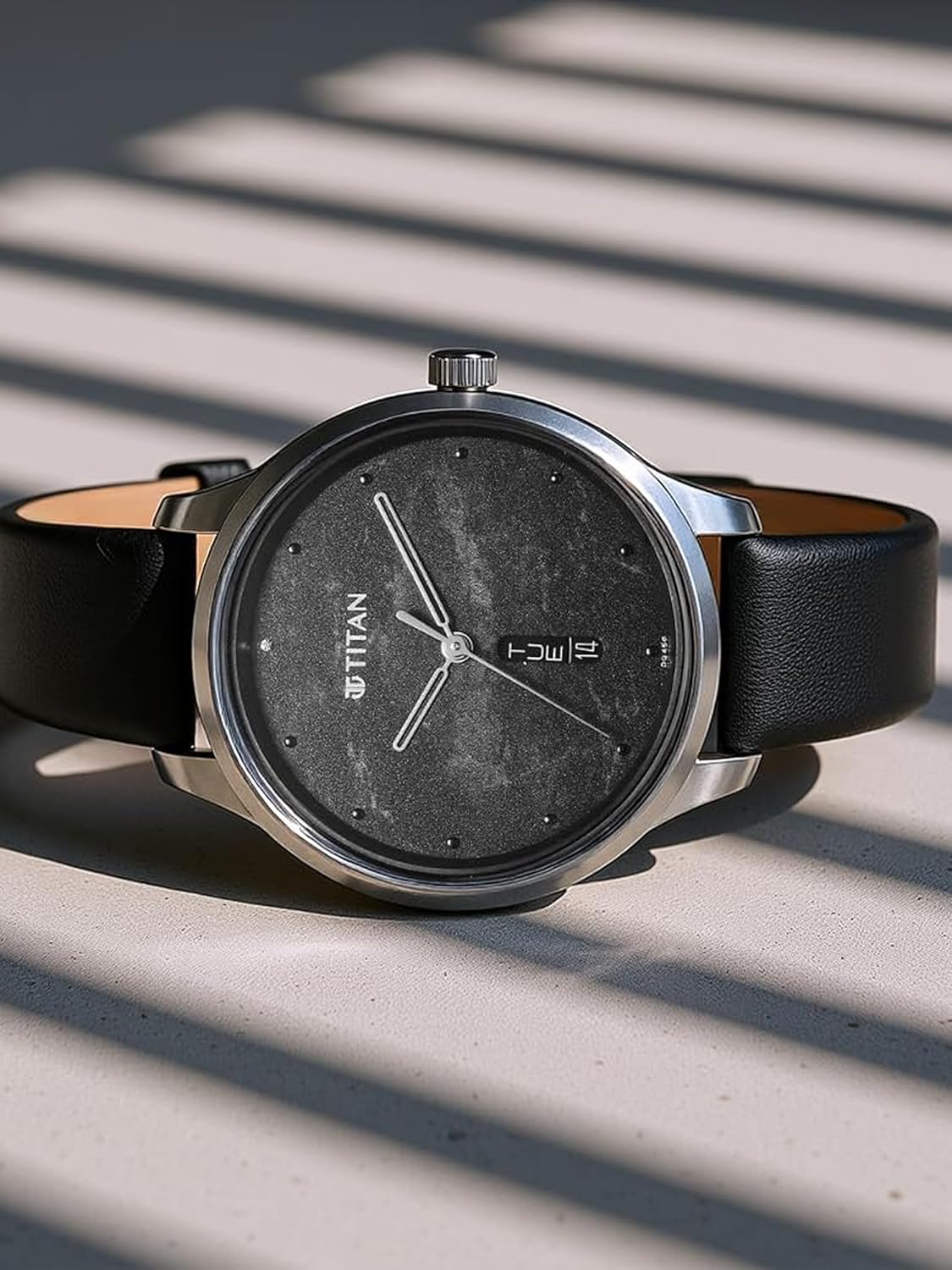 Titan Neo Quartz Analog with Day and Date Black Dial Leather Strap Watch For Women