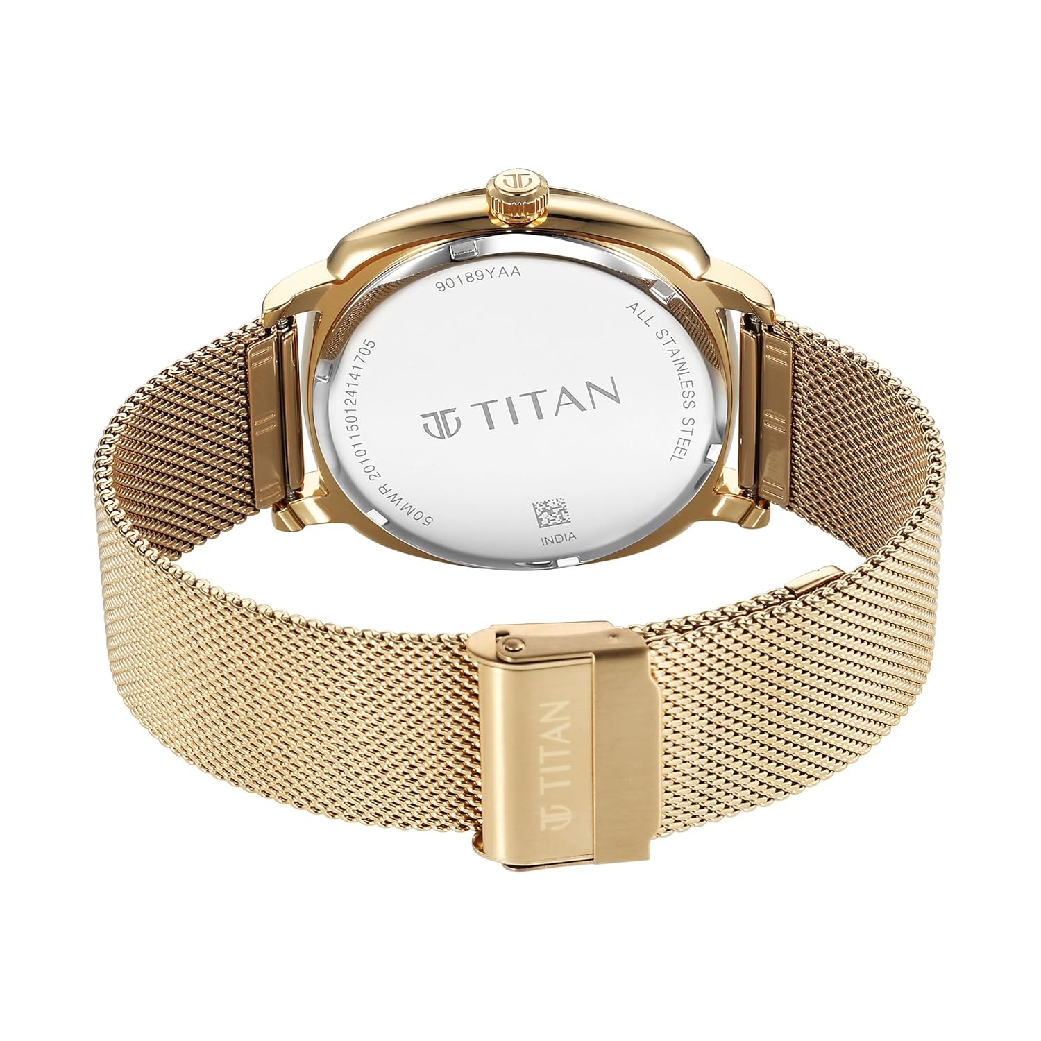Titan Classique Suave Quartz Yellow Dial Golden Stainless Steel Mesh Strap Watch for Men