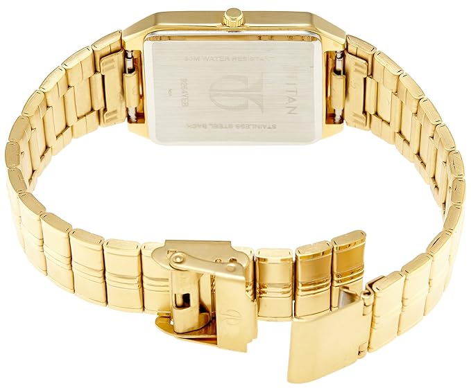 Titan Analog with Date Golden Dial Metal Strap watch for Men