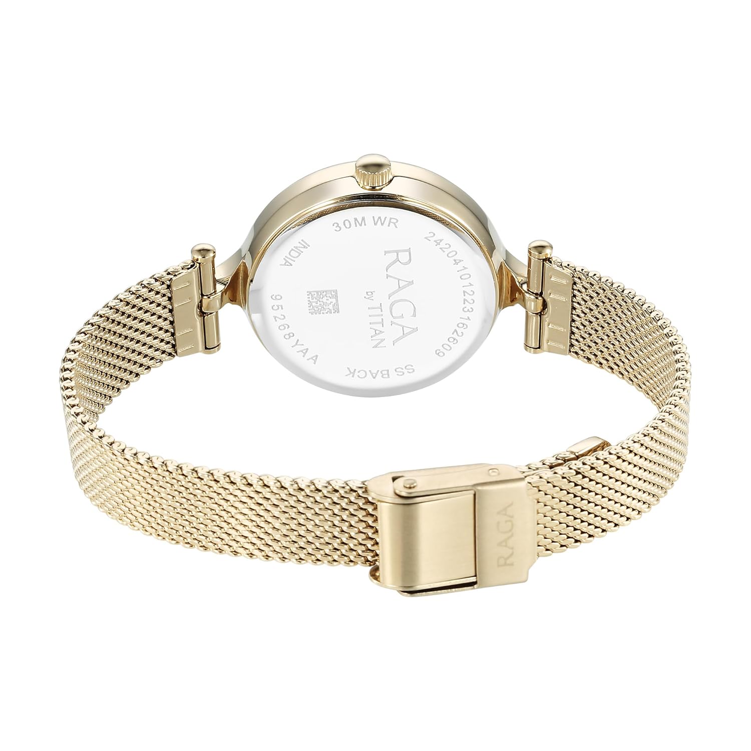 Titan Raga Showstopper Quartz Analog Silver Dial Golden Metal Strap Watch For Women