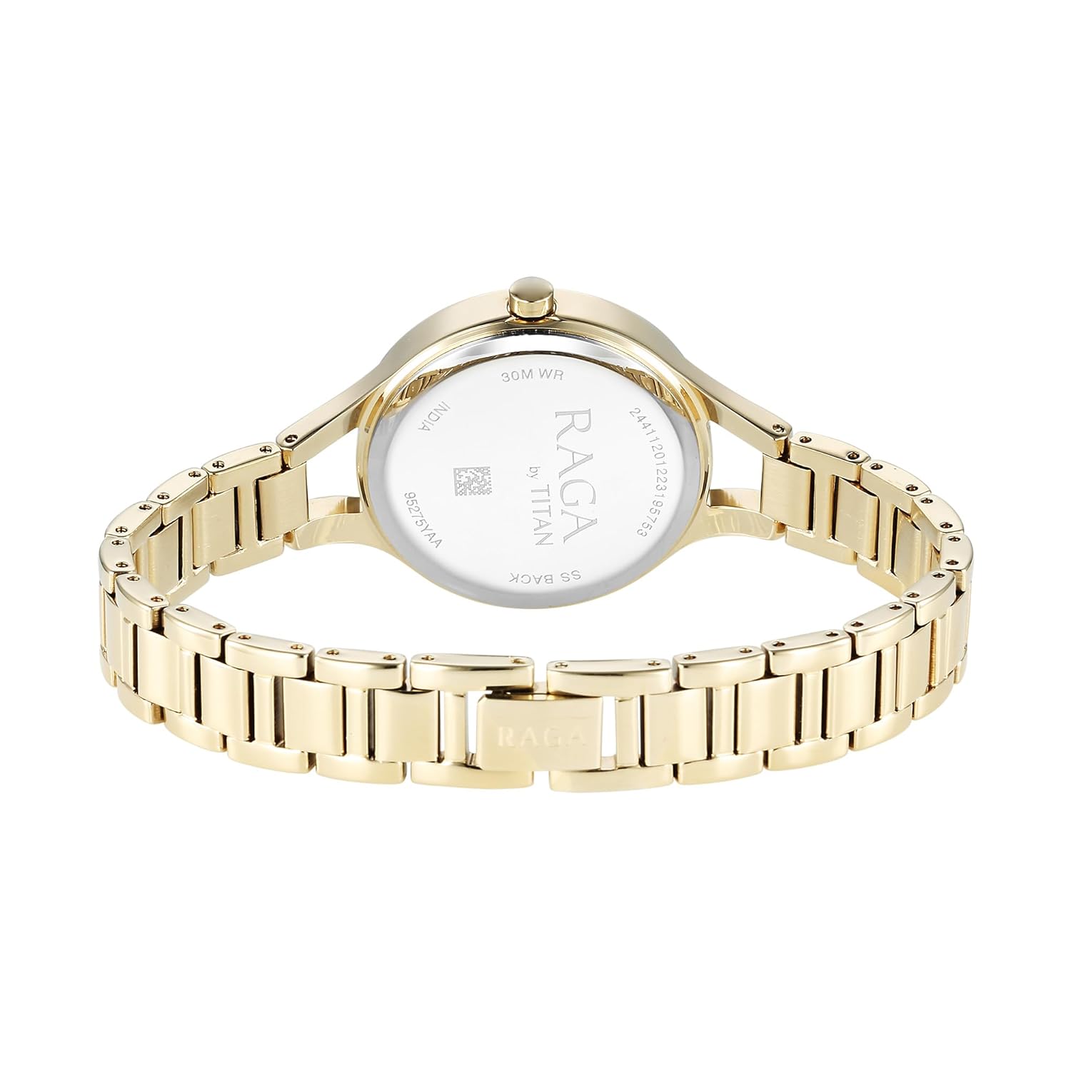 Titan Raga Showstopper Quartz Analog Mother Of Pearl Round Dial Golden Metal Strap Watch For Women