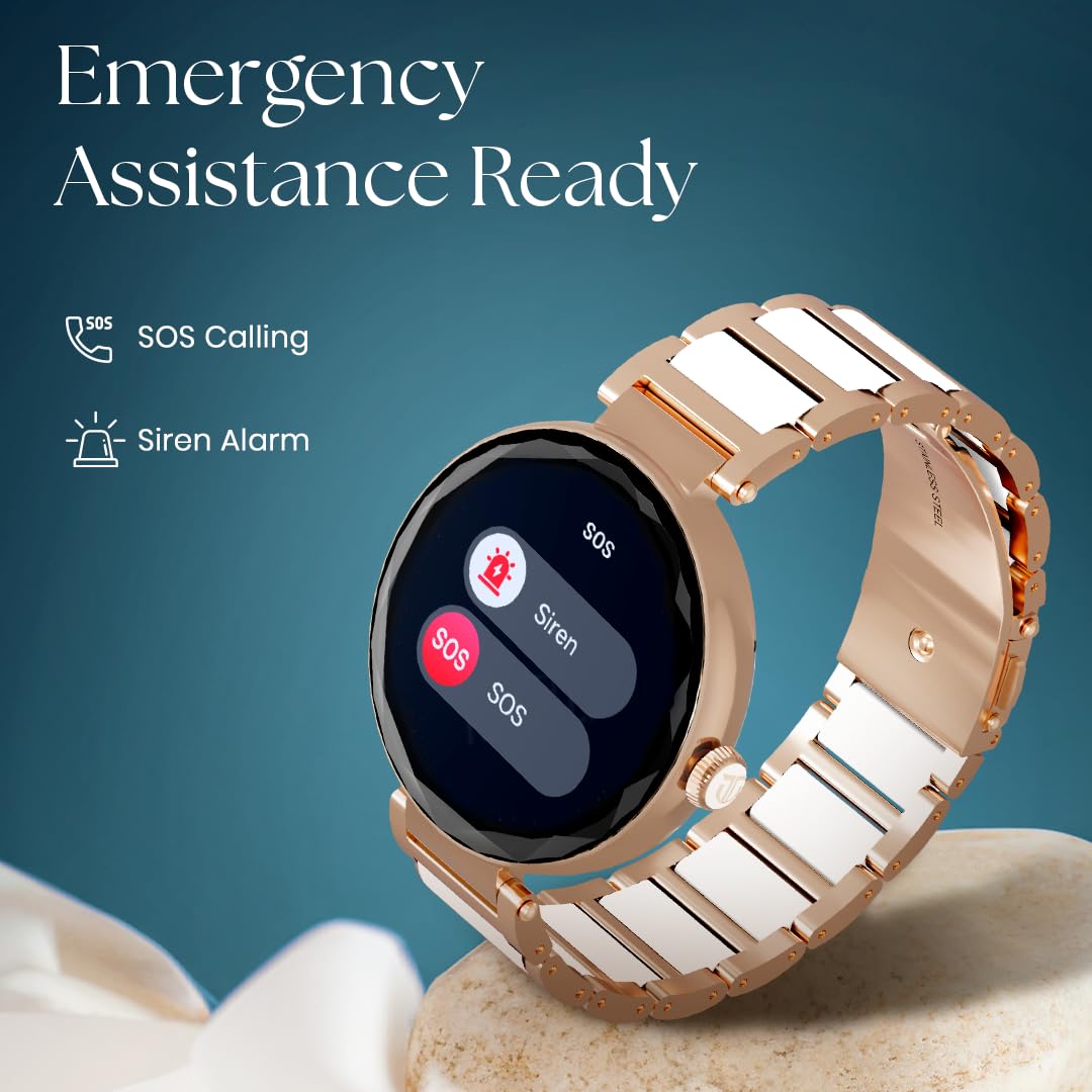 Titan Elixir with All 316L SS construction, 3.04 CM AMOLED Display, BT Calling, Skin Temperature Sensor, Womens Health