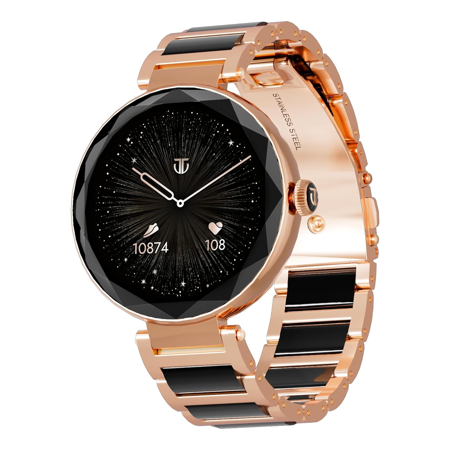 Titan Elixir with All 316L SS construction, 3.04 CM AMOLED Display, BT Calling, Skin Temperature Sensor, Womens Health