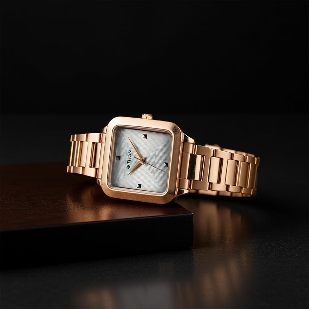 Titan Horizon Quartz Analog White Dial Stainless Steel Strap Watch For Women