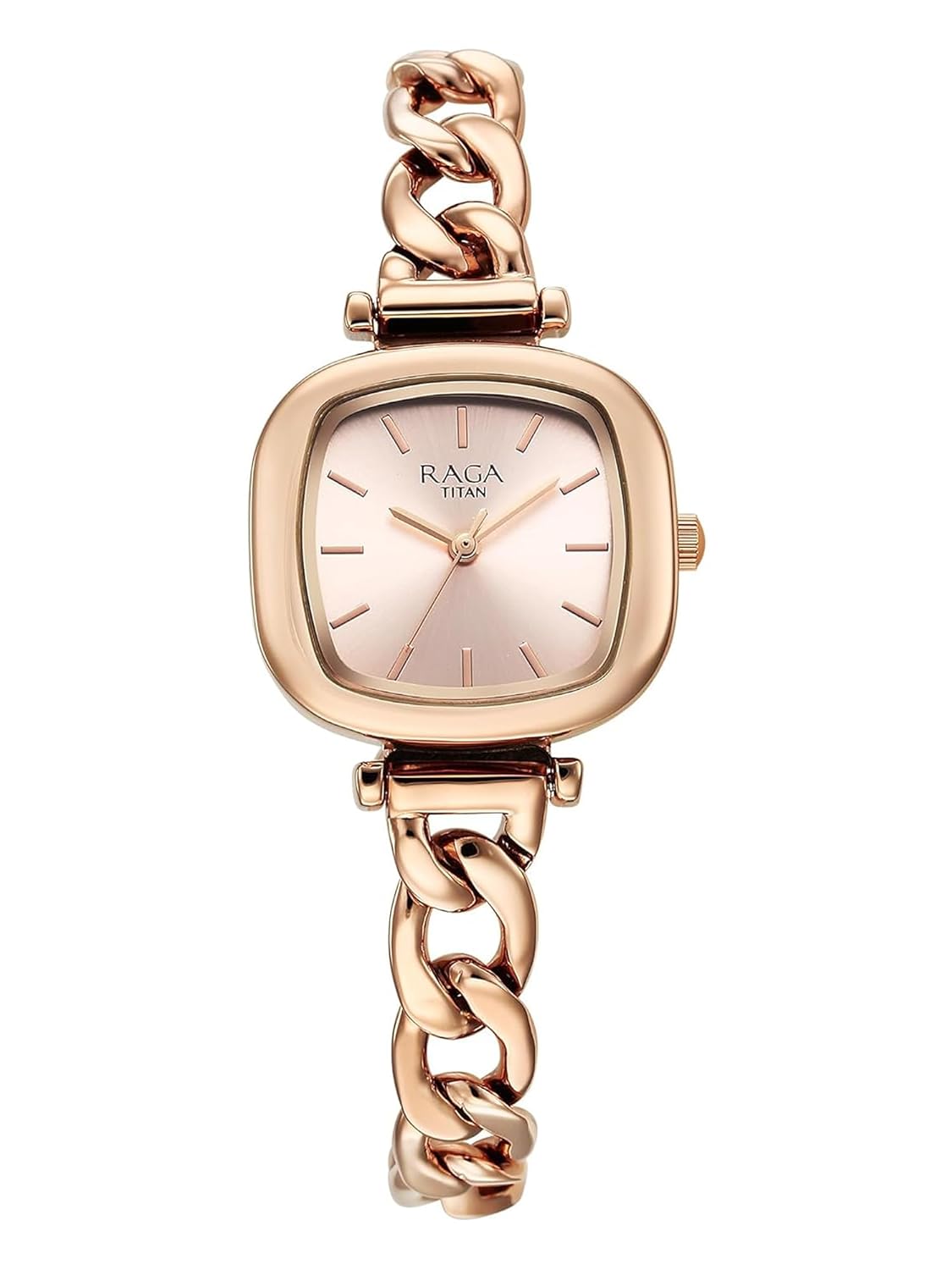 Titan Raga Showstopper Quartz Analog Rose Gold Dial Metal Strap Watch For Women