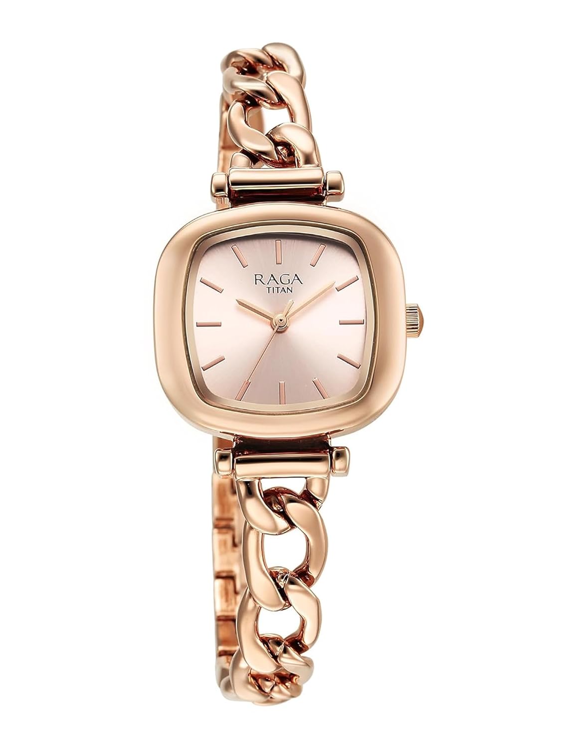 Titan Raga Showstopper Quartz Analog Rose Gold Dial Metal Strap Watch For Women