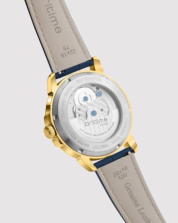 Aquatica Men’s Automatic Watch – Blue Dial, Blue Leather Strap, Multi-Function  | Stylish Timepiece for Any Occasion