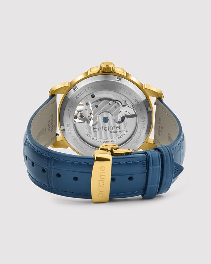 Aquatica Men’s Automatic Watch – Blue Dial, Blue Leather Strap, Multi-Function  | Stylish Timepiece for Any Occasion