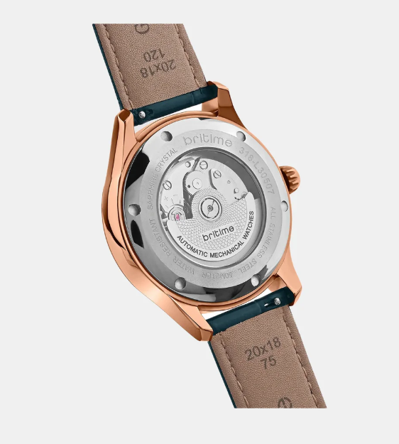 Spiral Men Automatic Blue Dial Multi-Function Leather Watch