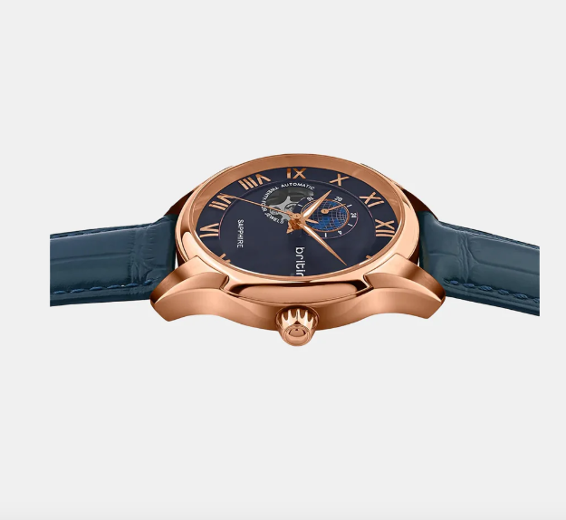 Spiral Men Automatic Blue Dial Multi-Function Leather Watch