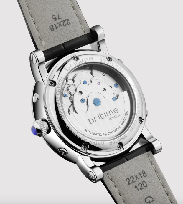 Motion Men Automatic Black Dial Multi-Function Leather Watch