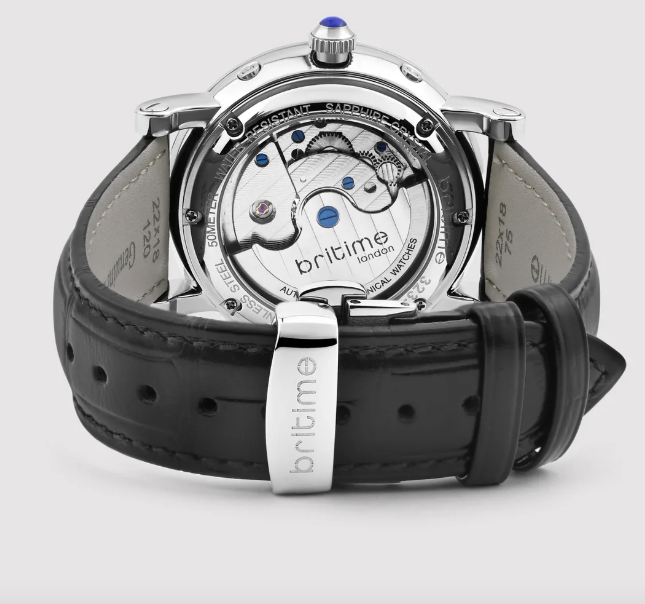 Motion Men Automatic Black Dial Multi-Function Leather Watch