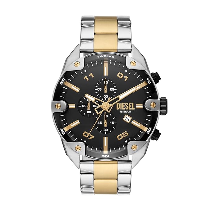 Diesel Spiked Analog Black Dial Men's Stainless Steel Watch