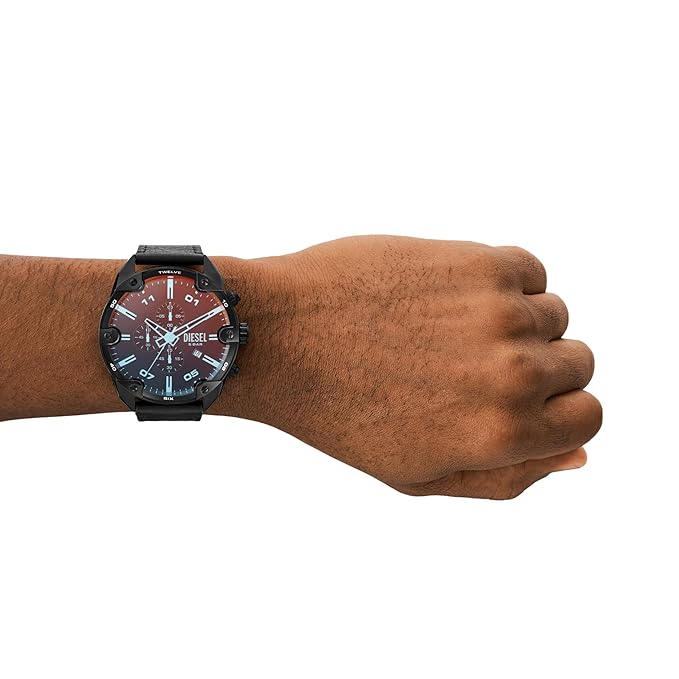 Diesel Leather Analog Multicolor Dial Men's Watch, Band Color -Black 5