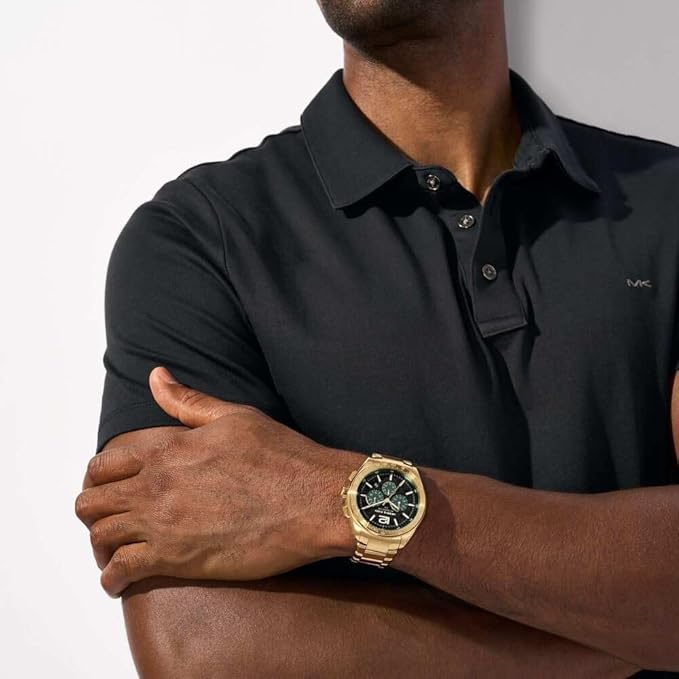 Michael Kors Analog Men Accelerator 2.0 Black Dial Gold Watch