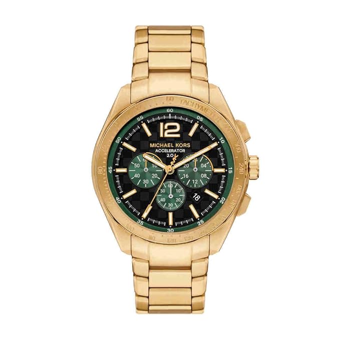 Michael Kors Analog Men Accelerator 2.0 Black Dial Gold Watch