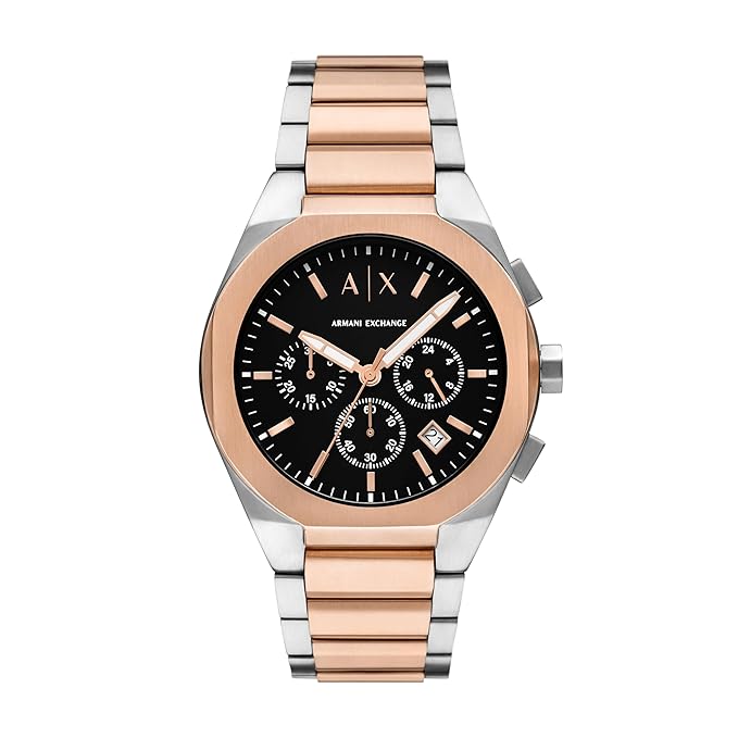 Armani Exchange Stainless Steel Analog Black Dial Men's Watch ,Band Color:Multicolor