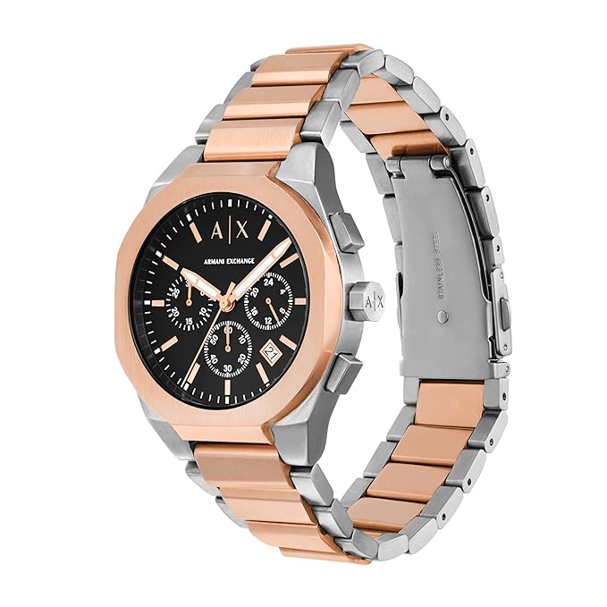 Armani Exchange Stainless Steel Analog Black Dial Men's Watch ,Band Color:Multicolor