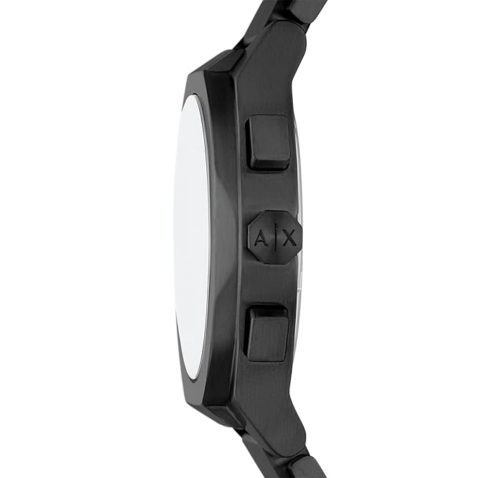 Armani Exchange Stainless Steel Analog Black Dial Men's Watch, Band Color:Black