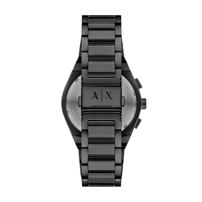 Armani Exchange Stainless Steel Analog Black Dial Men's Watch, Band Color:Black