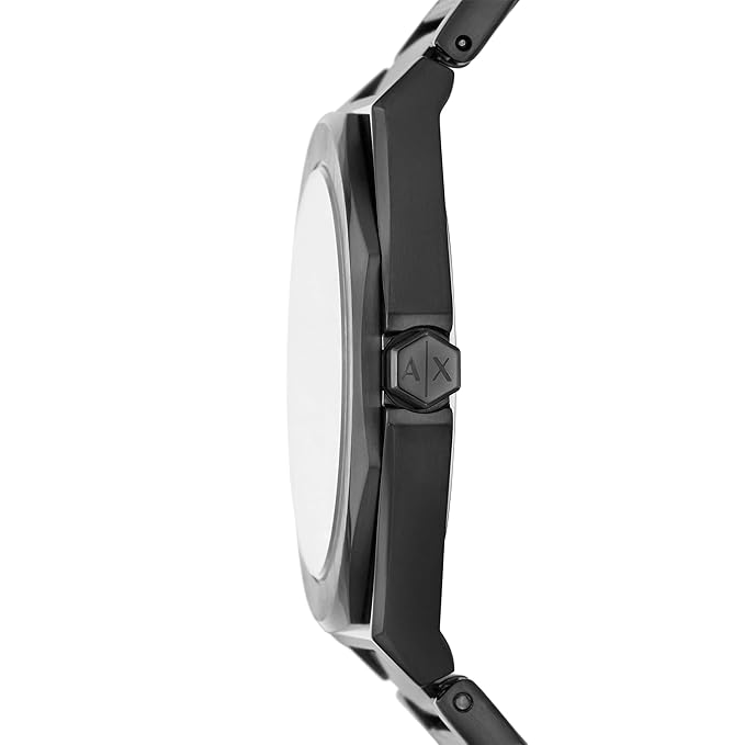 Armani Exchange Stainless Steel Analog Blue Dial Women Watch, Black Band