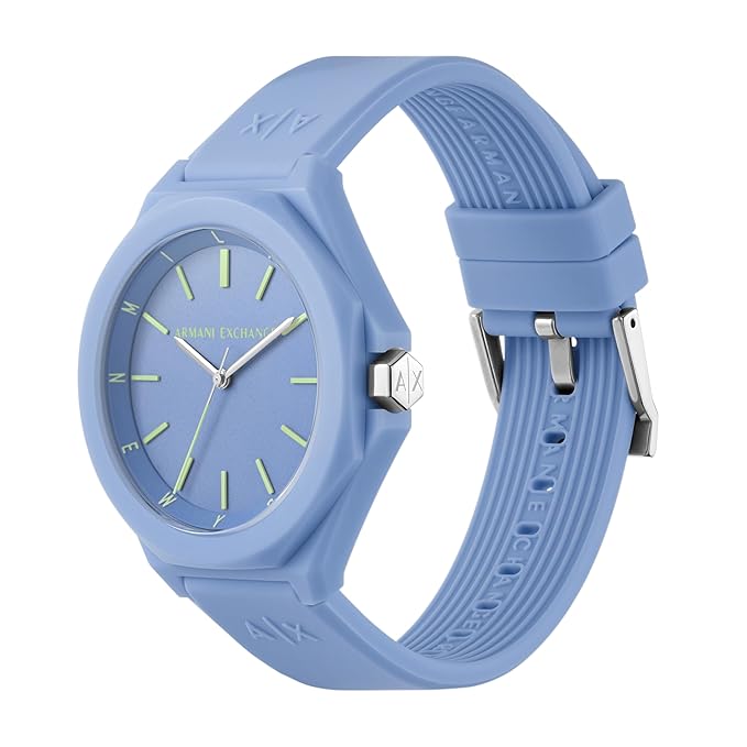 Armani Exchange Analog Blue Dial Women's Silicone Blue Band Watch