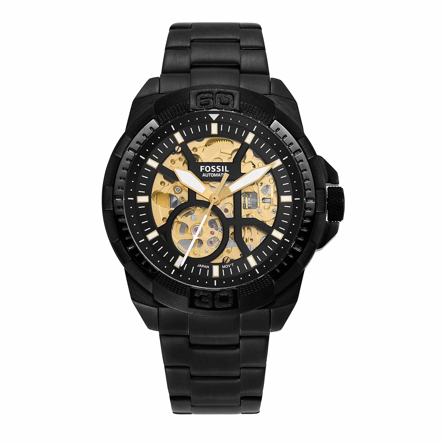 Fossil Bronson Analog Black Dial Men's Watch-ME3217 Stainless Steel, Black Strap