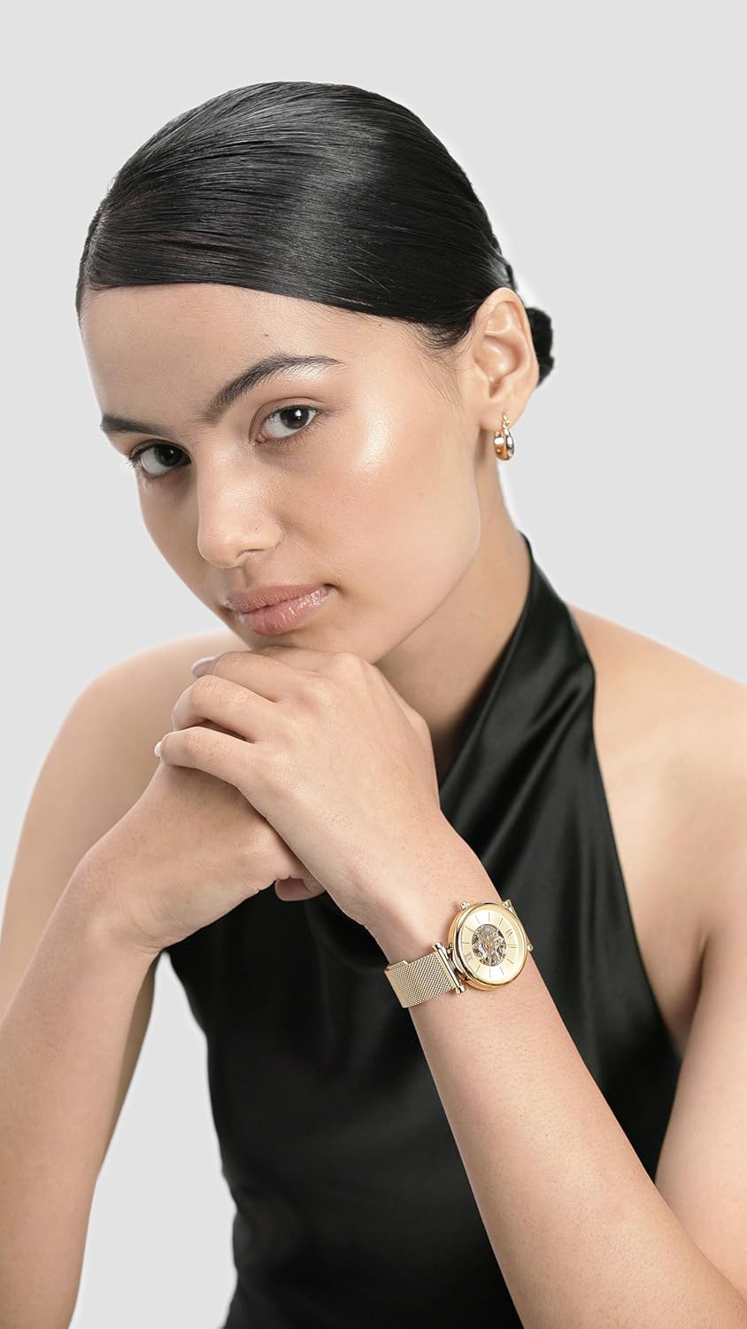 Fossil Women Stainless Steel Carlie Analog Gold Dial Watch-Me3250, Band Color-Gold