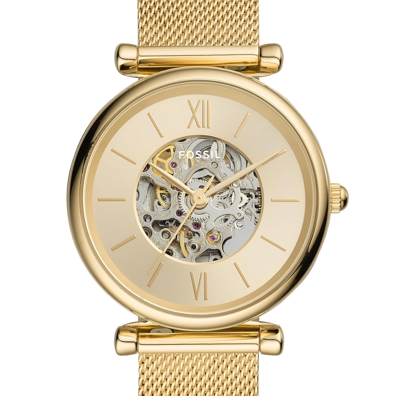 Fossil Women Stainless Steel Carlie Analog Gold Dial Watch-Me3250, Band Color-Gold