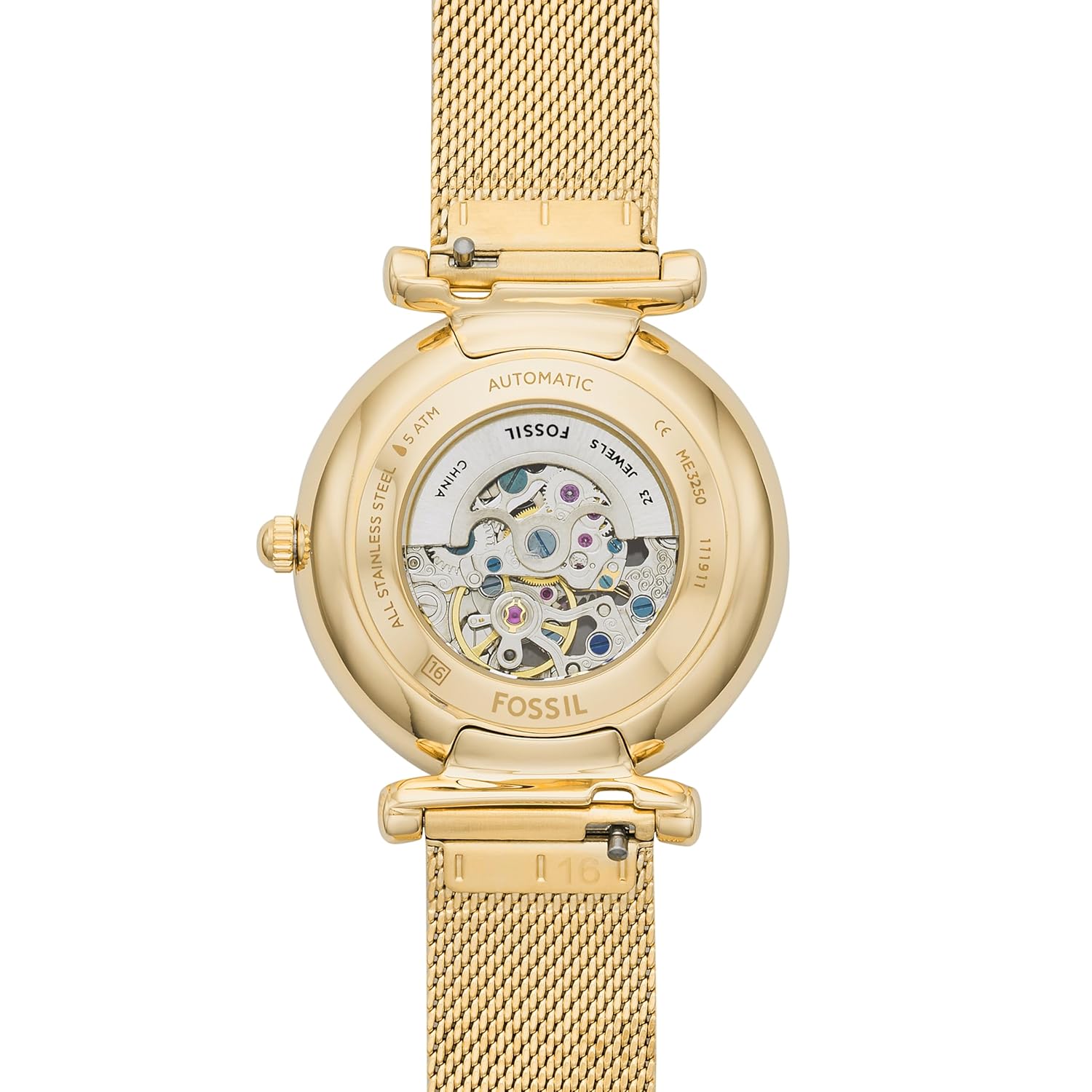 Fossil Women Stainless Steel Carlie Analog Gold Dial Watch-Me3250, Band Color-Gold