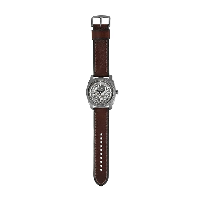 Fossil Machine Brown Automatic Leather Watch Me3254 - Analog, Men