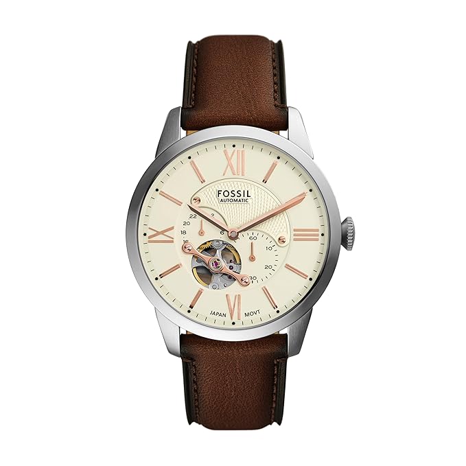 Fossil Men's Townsman Brown Analog Automatic Leather Watch