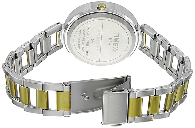 TIMEX Analog Watch for Women with Silver Round Dial & Two Tone Stainless Steel Bracelet Band Water Resistant Women's Wrist Watches