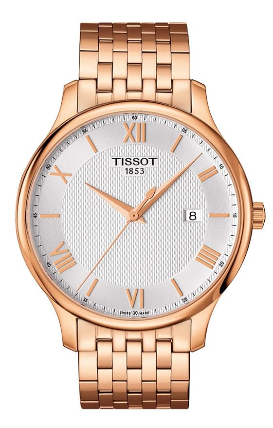 Tissot Tradition Silver Dial Rose Gold PVD Men's Watch